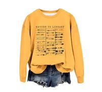 Generisch Jersey noruego mujer biblioteca camiseta mujer libro amante sudadera gráfico cuello redondo lector bibliotecario profesor suéter tops invierno, amarillo, M