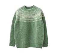 Generisch Jersey noruego para mujer con patrón tradicional de ajuste redondo. Jersey de punto clásico para un aspecto invernal. Cómodo jersey islandés para otoño e invierno, Style_r04 Verde, L