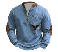 Generisch Jersey para hombre al aire libre con media cremallera, mitología nórdica, tatuajes vikingos, sudadera suave y cálida, sin capucha, para hombre, gótico, medieval, vintage, talla grande, ropa