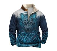 Generisch Jersey para hombre al aire libre con media cremallera puente mitología nórdica tatuajes vikingos sudadera con capucha para hombre gótico medieval vintage talla grande ropa de calle, suéter
