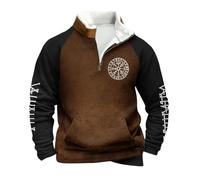 Generisch Jersey para hombre al aire libre media cremallera sudadera mitología nórdica tatuajes vikingos sudadera con capucha para hombre gótico medieval vintage talla grande ropa de calle suave y