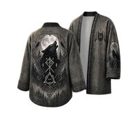Generisch Jersey para hombre al aire libre media cremallera sudadera mitología nórdica tatuajes vikingos sudadera con capucha hombre gótico medieval vintage talla grande ropa de calle moda elegante