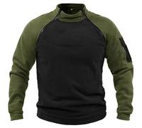 Generisch Jersey para hombre, cuello alto, bloque de color, camiseta de combate, corte holgado, sudaderas militares, cómodas, transpirables, informales, cortavientos, forro polar, verde, XL