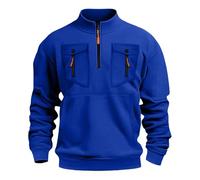 Generisch Jersey para hombre sin capucha, suéter de trabajo, forro polar de invierno, cuello alto, sudadera con múltiples bolsillos, suéter de manga larga, monocolor, sudaderas modernas para trabajo