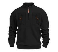 Generisch Jersey para hombre sin capucha, suéter de trabajo, forro polar de invierno, cuello alto, sudadera con múltiples bolsillos, suéter de manga larga, monocolor, sudaderas modernas para trabajo