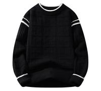 Generisch Jersey para hombre sin capucha, térmico, deportivo, de punto, para el tiempo libre, de manga larga, con cuello redondo, para adolescentes, de corte regular, jersey de punto para hombre, para