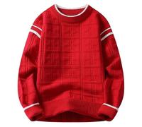 Generisch Jersey para hombre sin capucha, térmico, deportivo, de punto, para el tiempo libre, de manga larga, con cuello redondo, para adolescentes, de corte regular, jersey de punto para hombre, para