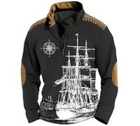 Generisch Jersey para hombre vintage mitología nórdica tatuajes vikingos sudadera exterior media cremallera sin tapa sudadera gótica medieval talla grande ropa de calle suave suelto suéter de invierno