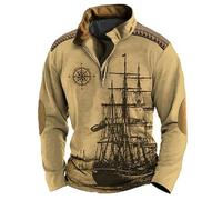 Generisch Jersey para hombre vintage mitología nórdica tatuajes vikingos sudadera exterior media cremallera sin tapa sudadera gótica medieval talla grande ropa de calle suave suelto suéter de invierno