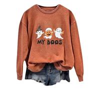 Generisch Jersey para mujer, estampado de fantasma, manga larga, cuello redondo, sudadera de Halloween, disfraz de mujer, festival, terror, camiseta de manga larga, sudadera sin capucha, Sudadera con