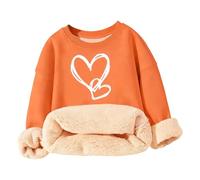 Generisch Jersey para niños de forro polar con forro sherpa invierno cálido suéter amor estampado cuello redondo manga larga sudaderas de manga larga para niños y niñas, naranja, 15-16 años