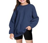 Generisch Jersey para niños y niñas, forro polar, invierno, cuello redondo, manga larga, cálido, estampado de amor, suéter de gran tamaño, cuello redondo, manga larga, camiseta de manga larga, azul