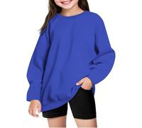 Generisch Jersey para niños y niñas, forro polar, invierno, cuello redondo, manga larga, cálido, estampado de amor, suéter de gran tamaño, cuello redondo, manga larga, camiseta de manga larga, azul
