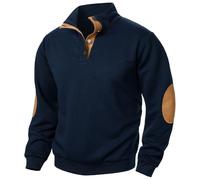 Generisch Jersey rojo con cuello en V para hombre de invierno cuello alto sudadera de costura conjunto casual jacquard sudadera sin capucha sudadera para hombre negro M, marine, L