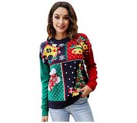 Generisch Jersey rojo para mujer Little and Christmas Snowflake with Dress Christmas Chest Sweater Tree Knitted Women's On Sweater Blue Damen, rojo, M