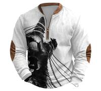 Generisch Jersey vikingo para hombre con tatuaje vikingo, media cremallera, suéter de trabajo, gótico, vintage, sudaderas cálidas, ciclistas, manga larga, mitología nórdica, 04 negro., XL