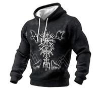 Generisch Jersey vikingo para hombre, diseño de gofres vikingos, tatuaje vikingo, sudadera con capucha, mitología nórdica, gótica, vintage, sudadera de trabajo, estampado medieval, camiseta de manga