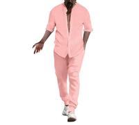 Generisch Joschka - Conjunto de 2 piezas de camisa de lino para hombre, de manga larga, pantalones de yoga sueltos, ropa de playa, The Descent West, Rd1., XL