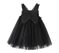 Generisch Joyería Adolescente Niño Niña Sin Mangas Mariposa Vestido De Tul Baile Fiesta Princesa Vestidos Ropa Leggins Con Niñas, Negro , 2-3 años