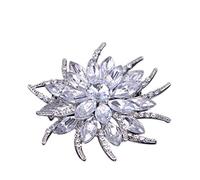 Generisch Joyería Espiral Rhinestone Cristal Ramo de Flores Bufanda Pin y Broche Cuervo Joyería (Blanco, Talla Única)