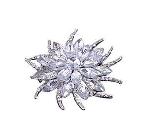 Generisch Joyería Espiral Rhinestone Cristal Ramo de Flores Bufanda Pin y Broche Cuervo Joyería (Blanco, Talla Única)