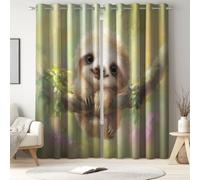 Generisch Juego de 2 cortinas opacas con diseño de animales de cuento de hadas, con ojales, diseño de rama perezosa, térmica, para habitación infantil, dormitorio, salón, juego de 2 unidades, 245 x