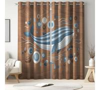 Generisch Juego de 2 cortinas opacas con ojales, cortinas opacas que insonorizan el ruido para habitación de los niños, salón, ballena, dibujos animados, burbujas, 260 x 140 cm