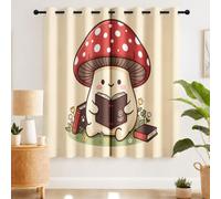 Generisch Juego de 2 cortinas opacas, cuentos de hadas, libros de setas rojas y blancas, dibujos animados, suaves, térmicas, protección contra el frío, invierno, cortinas opacas, 160 x 140 cm