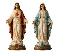 Generisch Juego de 2 figuras religiosas de Jesús y María: 20 cm estatuas católicas para altar de casa y oración - Sagrado Corazón de Jesús y Madre de Dios Madonna, regalo para comunión y bautismo