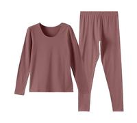 Generisch Juego de 2 ropa interior térmica para mujer, ropa interior cálida con forro polar, parte inferior y parte superior, ropa interior funcional larga, cuello en U, ropa interior térmica y