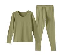 Generisch Juego de 2 ropa interior térmica para mujer, ropa interior cálida con forro polar, parte inferior y parte superior, ropa interior funcional larga, cuello en U, ropa interior térmica y