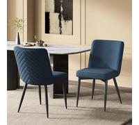 Generisch Juego de 2 sillas de comedor de terciopelo azul oscuro, ergonómicas, transpirables, 150 kg, estilo moderno para comedor, salón, cafetería, bistró