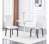 Generisch Juego de 2 sillas de comedor retro de piel sintética con cierre de cristal en relieve de cocodrilo, color negro y blanco, con patas de metal, soporta hasta 400 kg, para cocina, bar, hotel