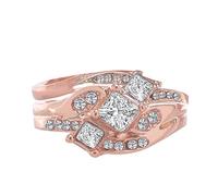 Generisch Juego de 3 anillos de compromiso para mujer, oro rosa de imitación de circonita, anillos de gimnasia de plástico, 10, Aleación de aluminio, Sin piedra preciosa