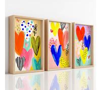Generisch Juego de 3 lienzos de pared, románticos en alta definición, póster sobre lienzo, arte de pared, diseño abstracto de corazón, degradado de color, patrón de puntos, brillante y vivo