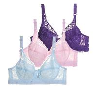 Generisch Juego de 3 sujetadores con aros para mujer, push-up, sujetador deportivo, azul claro, 100C