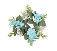 Generisch Juego de 4 anillos para velas de hortensias, coronas florales, de plástico, para decoración de mesa, eventos, fiestas, bodas, manualidades, accesorios para manualidades (azul, 25 cm y 25 cm)