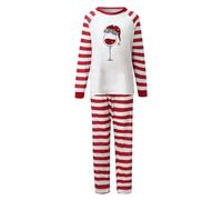 Generisch Juego de 4 copas de vino para familias con diseño de rayas rojas, perfecto para mamá, papá, niños (rojo, XXL)