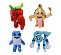 Generisch Juego de 4 peluches Steal A de color rojo cerebro - Peluche italiano con 67, elefante de fresa, botella azul, lengua marrón (17-25 cm) - Regalo suave para fans, decoración, apoyo emocional