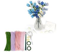 Generisch Juego de 400 limpiadores de pipas de flores, limpiador de pipas para manualidades, limpiador de pipas de flores con alambre de flores, cinta de regalo, cinta adhesiva, instrucciones para