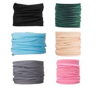 Generisch Juego de 6 bufandas multifuncionales sin costuras, máscara elástica multifunción, protección para la cabeza deportiva, bufanda para correr; multicolor (verde, negro, azul, rosa, caqui,