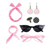 Generisch - Juego de 6 diademas para mujer, juego de 6 diademas de los años 50, accesorios de disfraz con diadema de arco rojo, cintas para el pelo vintage, lentes de ojo de gato