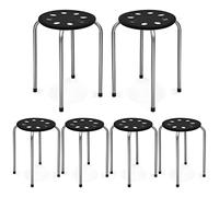 Generisch Juego de 6 taburetes apilables de Metal, taburetes apilables, para hogar, Oficina, Aula, Altura del Asiento de 44,5 cm (Negro y Gris)