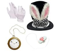 Generisch - Juego de accesorios de vestir, toppers de orejas de conejo, gorro de peluche para Halloween, Pascua, juego de accesorios, 4 piezas de accesorios de cosplay para Pascua, Halloween, eventos