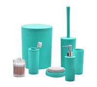 Generisch Juego de accesorios para baño, dispensador de jabón de loción de baño, juego de 7 piezas, ahorro de espacio, encimera, productos de baño, para restaurar viajes, vacaciones, hoteles, viajes
