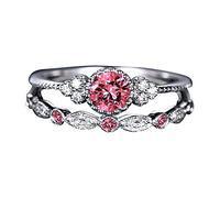 Generisch Juego de anillos para mujer, 1 tamaño, 9 pares de diamantes, cortina con clip (rojo, talla única)