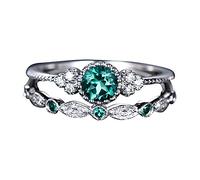 Generisch Juego de anillos para mujer, 1 tamaño, 9 pares de diamantes, cortina con clip (verde, talla única)
