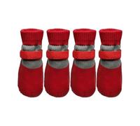 Generisch Juego de botas de lluvia para mascotas, transpirables, fundas ajustables con suela antideslizante, ideal para paseos en condiciones húmedas, 4 unidades (rojo, 15,2 x 6,3 cm)