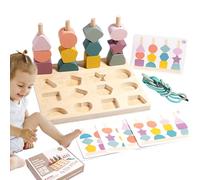 Generisch Juego de clasificación de formas | perlas de enhebrar juegos de asignación preescolares - Juego de clasificación de colores de madera, juguete apilable, para niños a partir de 3 años y niñas