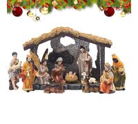 Generisch Juego de cuna para interior, belén con figuras en miniatura de Jesús, juego de cuna pequeño, decoración de Navidad, para niños cristianos, adultos, dormitorio, salón, oficina, escuela